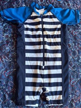Hanna Andersson Navy Blue Striped Toddler Rash Guard